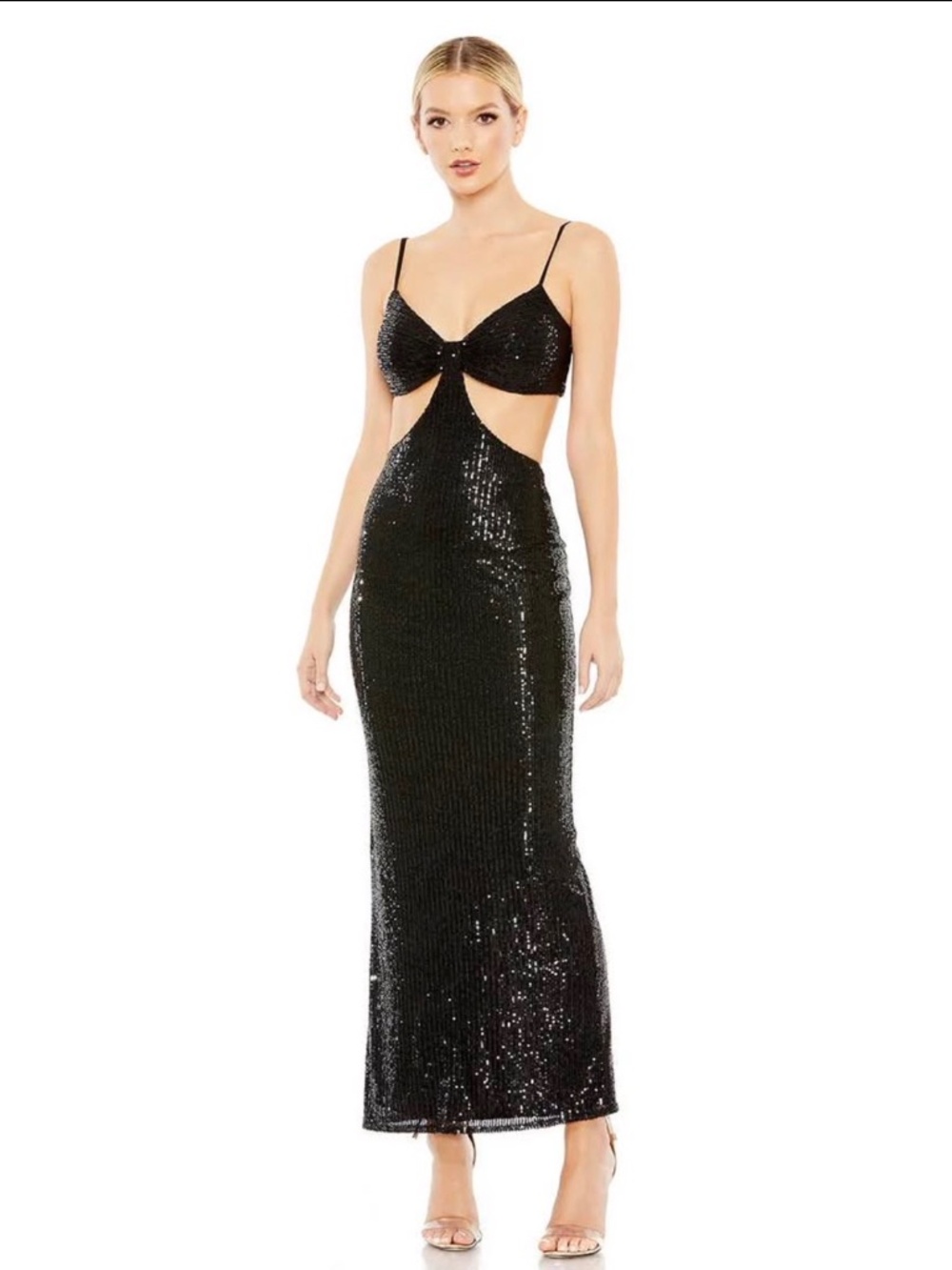 IEENA for MACDUGGAL Black Sequin Cut-Out Gown Size 4